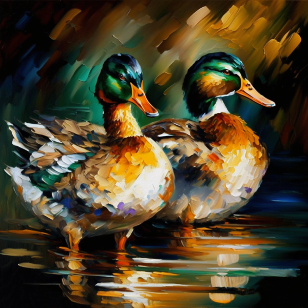 Colourful wild ducks painting, National Trust, nature