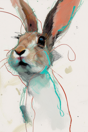 Cute Hare, digital painting, kids room interior design