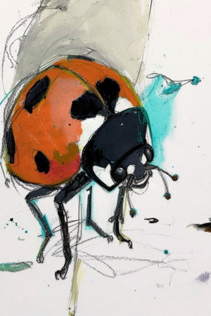 Ladybug, digital painting for kids room, interior design