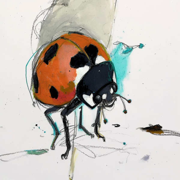 Ladybug, digital painting for kids room, interior design