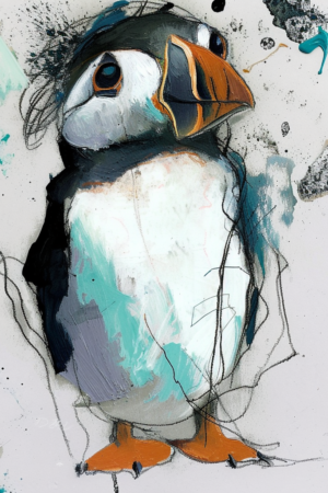 Puffin painting, digital image, gift idea