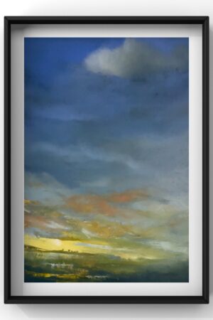 Stunning oil landscape, clouds, small painting, gift idea