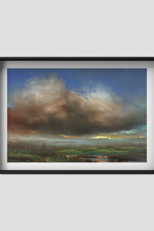 Oil painting, landscape, calm clouds, gift idea, interior design