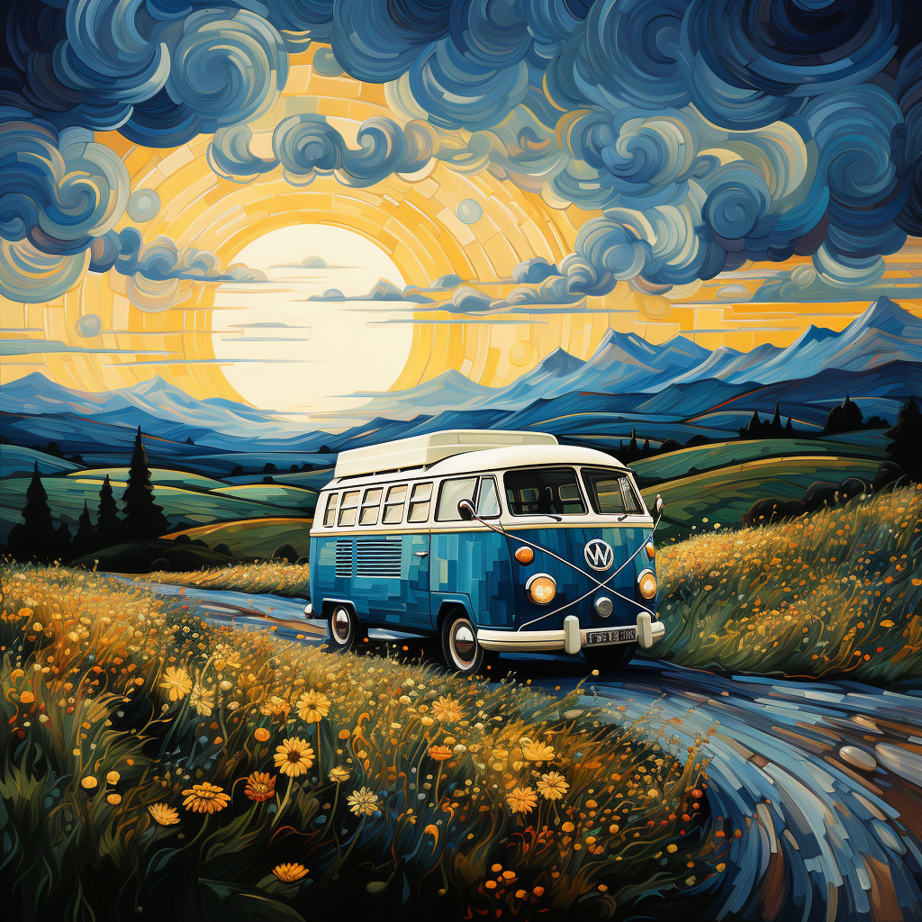 Vincent Van Gogh VW Bus painting, gift idea, interior design