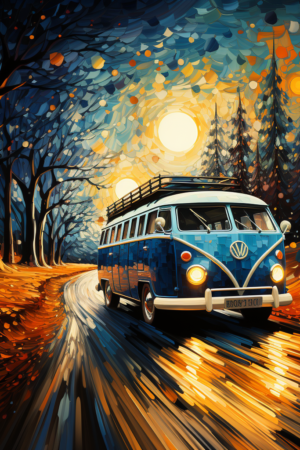 Vincent Van Gogh VW Bus painting, gift idea, interior design