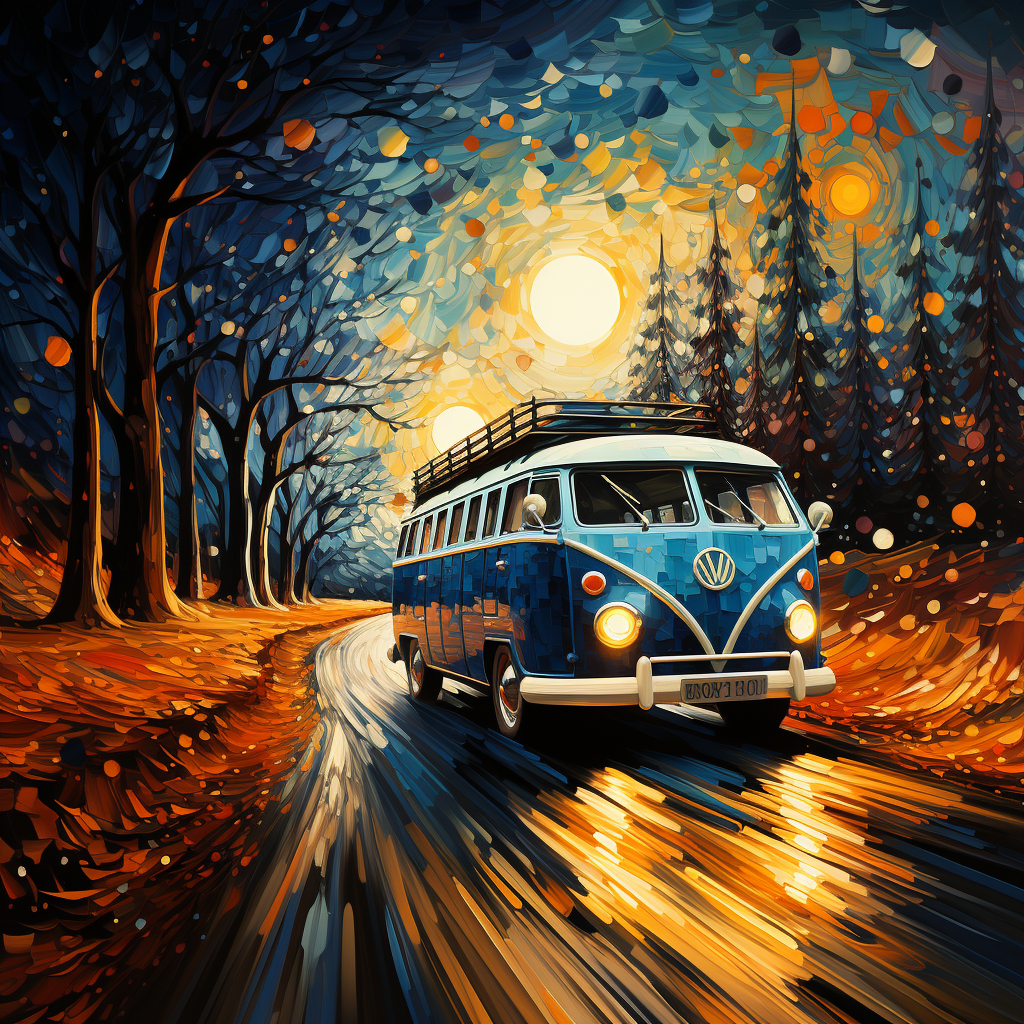 Vincent Van Gogh VW Bus painting, gift idea, interior design