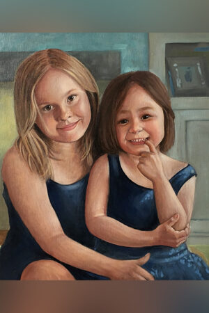 sister portrait commission, gift idea, oil painting,